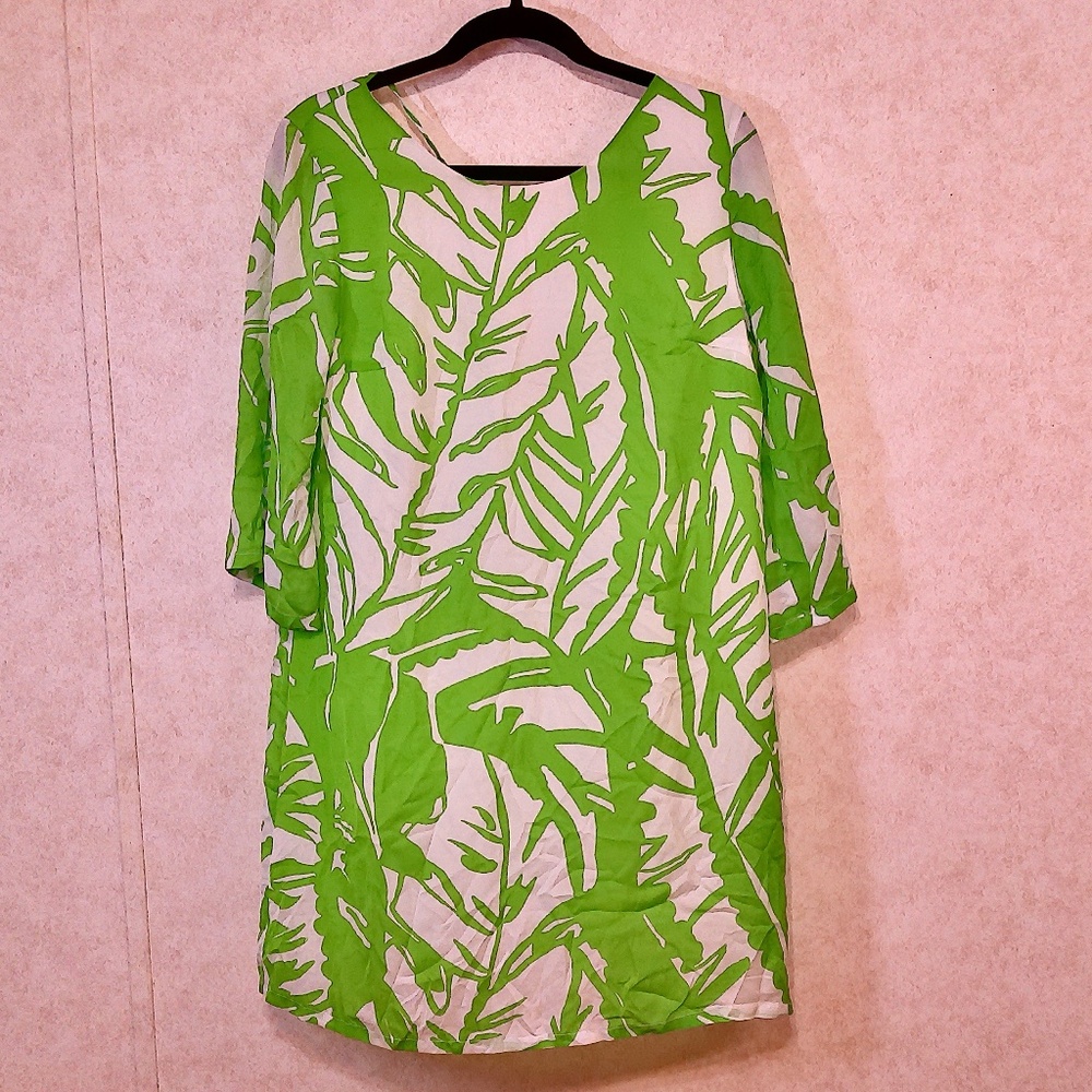 NWOT Lilly Pulitzer Anniversary Bamboo Pattern 3/4 Sleeve Low Cut Back Lined SzM